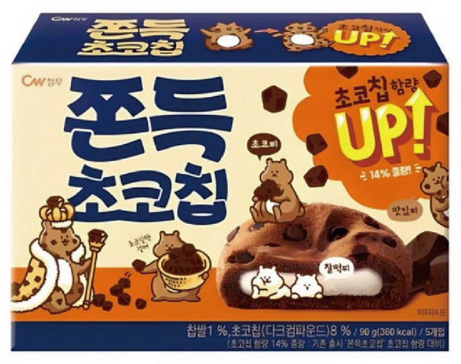 청우식품 쫀득 초코칩 쿠키, 90g, 3개
