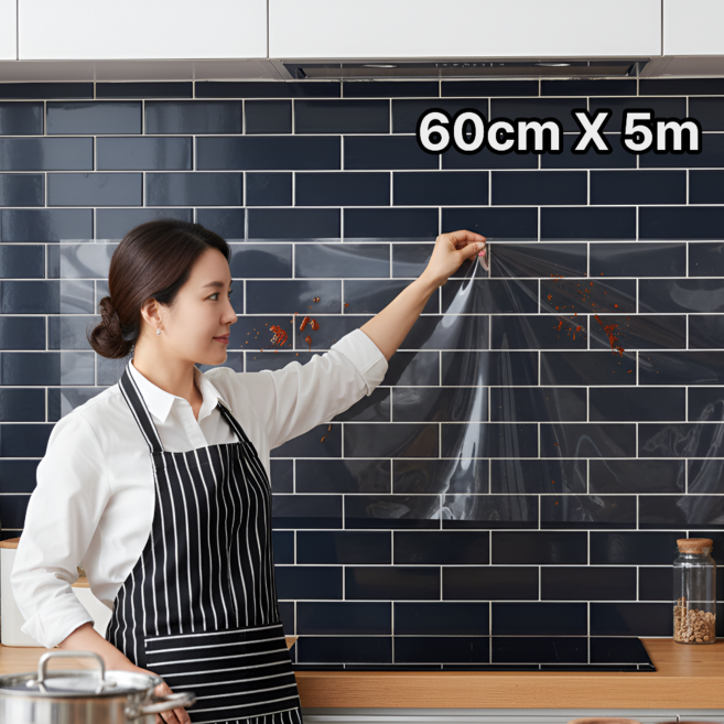 데이더봄 무점착 오염방지 투명 싱크대 주방시트지, 1개