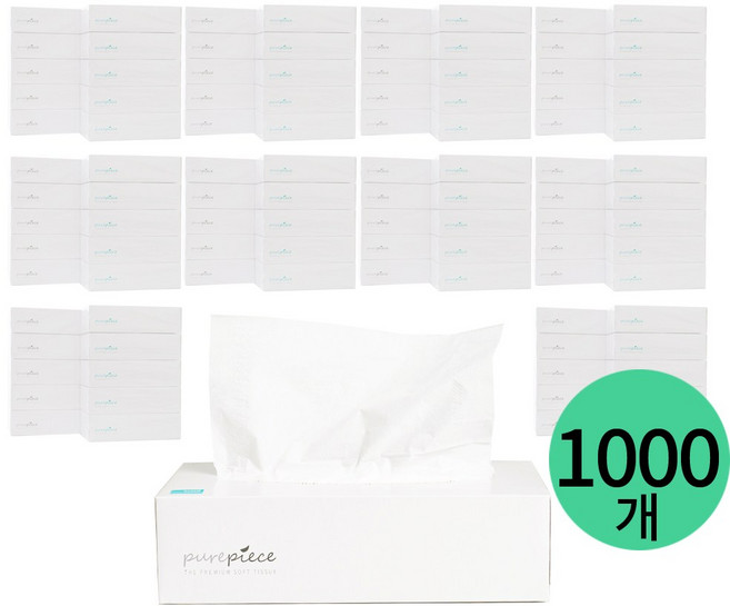 퓨어피스 먼지없는 천연펄프 각티슈 240매입 1000개 미용티슈 비염티슈 사각티슈