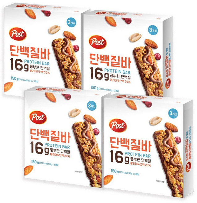 포스트 단백질바 3p, 150g, 4개