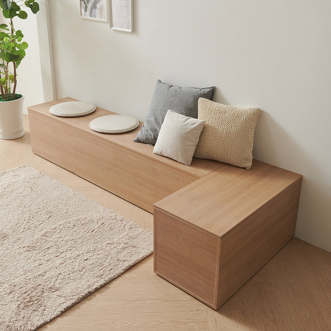 프린홈 코니 벤치 수납벤치 스툴 600/800/1200, 오크