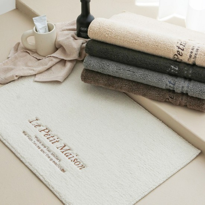 유럽 직수입 물흡수력 뛰어난 메종 자수 호텔식 화장실 욕실매트 발매트, 40x60, 차콜