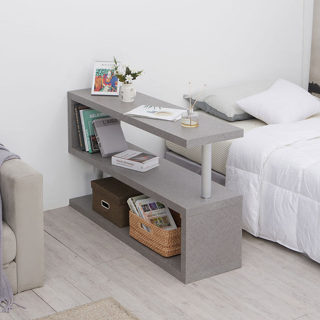 바이올렛퍼니쳐 낮은 가로 공간분리 인테리어 파티션 책장 겸 장식장 2단, 그레이