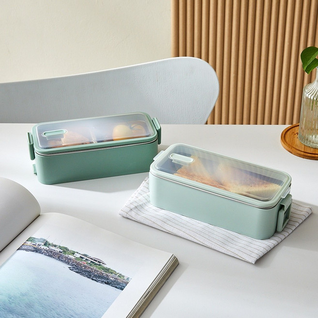 [모던하우스 충장점]슬림한 이중스텐도시락 2단 1100ml_KC0123012, 단품, 1개