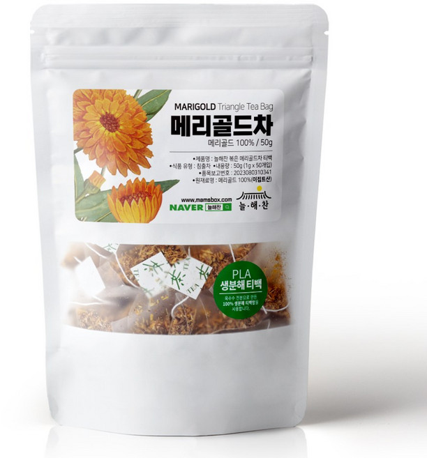 늘해찬 볶은 메리골드 삼각 티백 마리골드 꽃차 삼각티백 대용량, 1g, 50개입, 1개