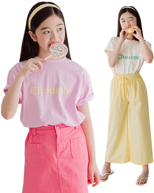 (125-155cm) 여아 면 100% 티 주니어 여름 반팔 나염 티셔츠 미니로이 헤이