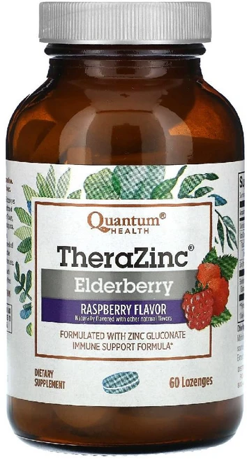 퀀텀헬스 엘더베리 TheraZinc Elderberry Raspberry 로렌지 60정, One Color, 1개 - 쿠팡