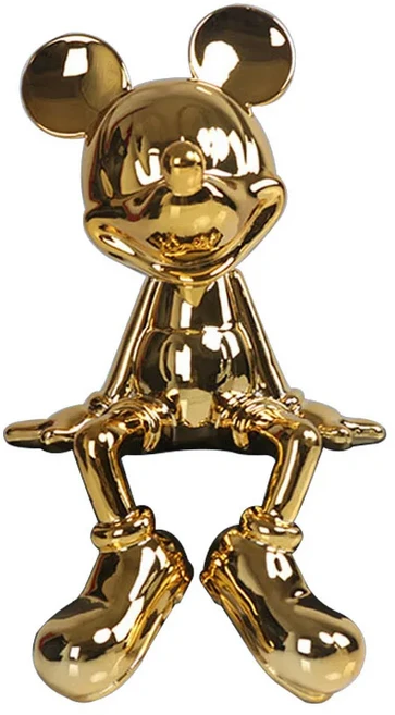 만화 미키 마우스 동상 레진 재질의 앉아있는 조각상 피규어 패션 브랜드 데스크탑 장식품 사무실 가정 인, 12 Black Gold