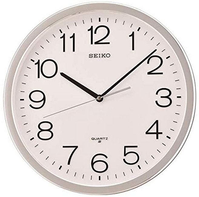 SEIKO 클래식 번호 벽시계 실버, 14 Inch