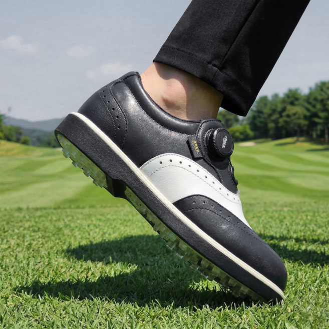 국산 클래식 소가죽 다이얼 골프화 여성 남성 발편한 스파이크리스 쿠션 논슬립 윙팁 수제화 스크린골프화 225mm 부터 285mm 까지 제작