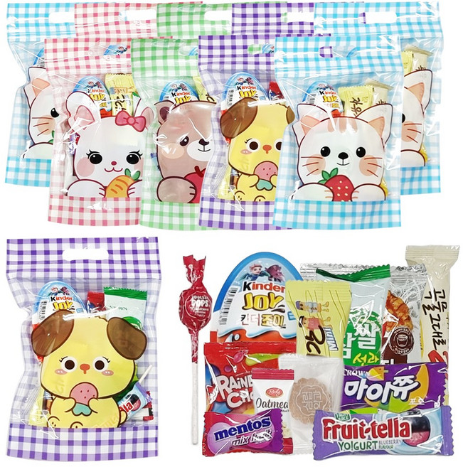 개별포장 간식꾸러미 간식세트 발렌타인데이 화이트데이, 10개, 12-4. 킨더조이+자유시간+레인보우츄스 외9개