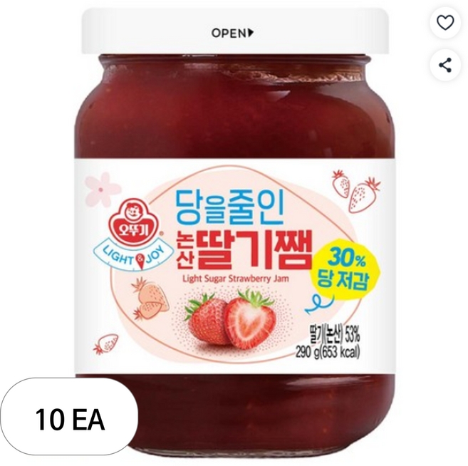 오뚜기 LIGHT 앤 JOY 당을줄인 논산딸기쨈, 290g, 10개