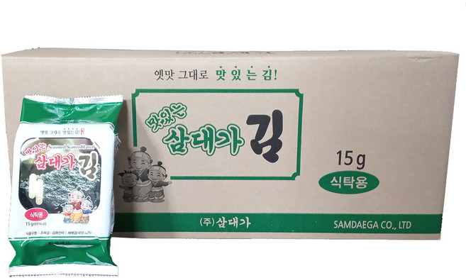 삼대가 도시락 식탁김 (15g*30EA/1박스) 조미김 재래김 파래김