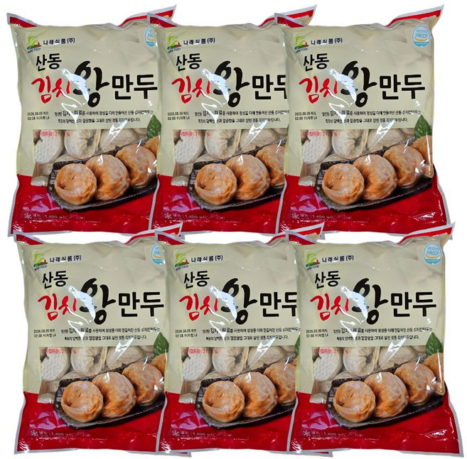 산동 김치왕만두, 1.4kg, 6개