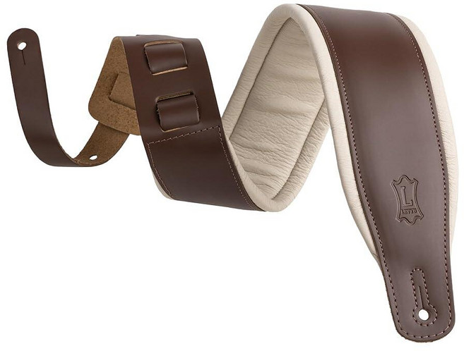 Levys Leathers 와이드 가죽 기타 스트랩 브라운 크림 (M26PDBRN_CRM)