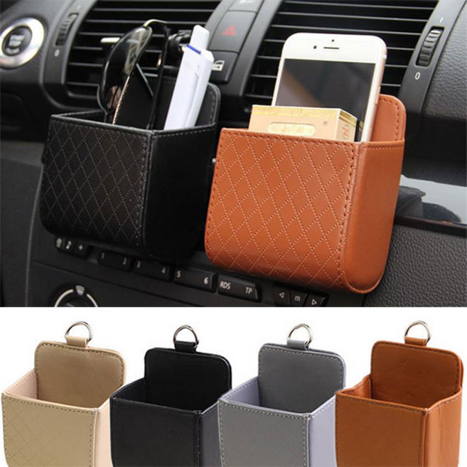 차량용 송풍구 걸이 포켓 수납함, 2개, 블랙