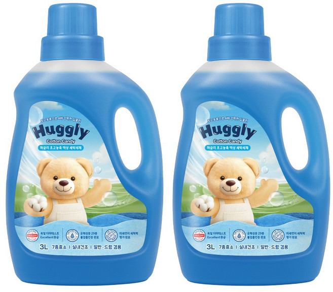 허글리 초고농축 액상 세탁세제 코튼캔디, 2개, 3L