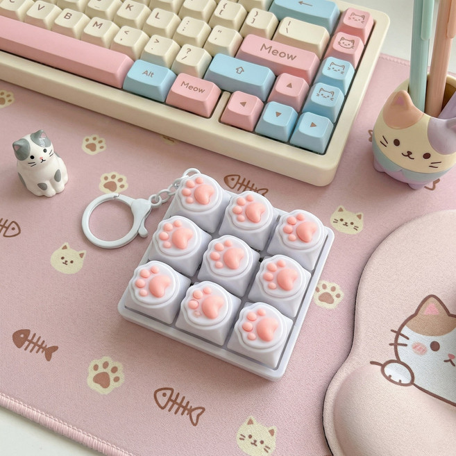 브로키 키캡 키링 귀여운 고양이, 9구_고양이화이트, 1개