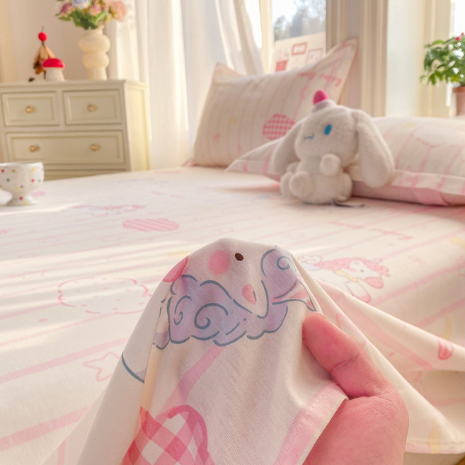 2026년 신제품 순면 침대 시트 순면 프린트 디자인의 카툰 스타일 침대 시트 단품 침실용 침대 시트 3종 세트