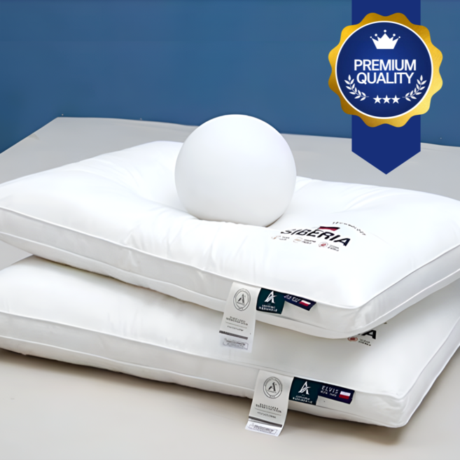 사베리아 5성급 호텔용 60수 순면 낮은베개 높이 6cm 충전재 마이크로화이버 솜, 화이트, 2개