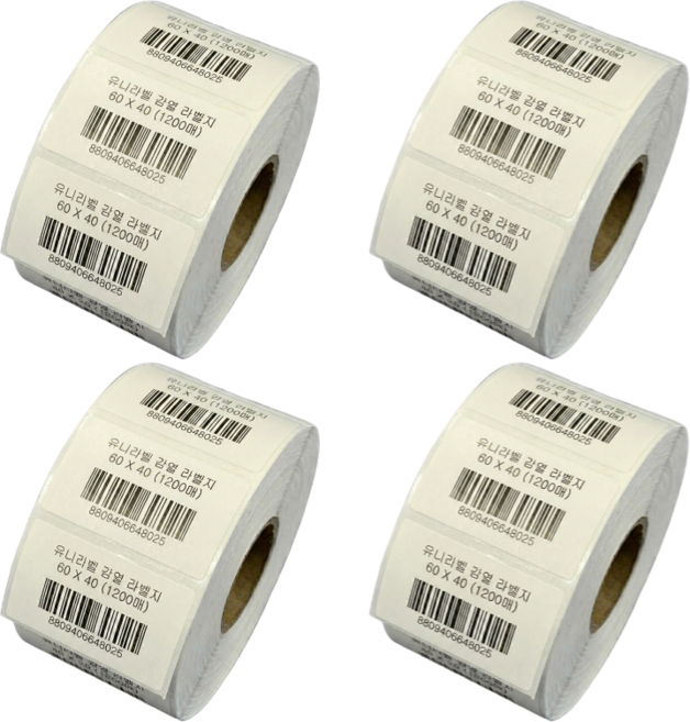 감열라벨지 가로6cm 세로4cm 1200매 4롤, 감열라벨 60x40 4롤