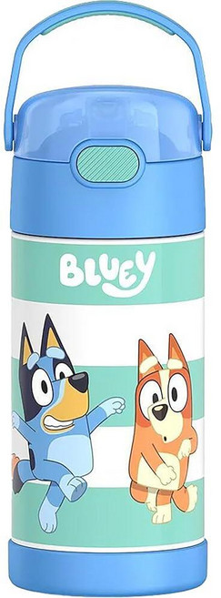 THERMOS FUNTAINER 355ml(12온스) 스테인리스 스틸 진공 단열 물병 뚜껑 포함 미니 마우스 304477, Bluey