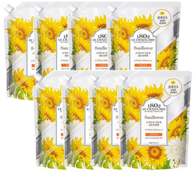 르샤트라1802 실내건조 고농축 섬유유연제 선플라워 리필, 1.6L, 8개