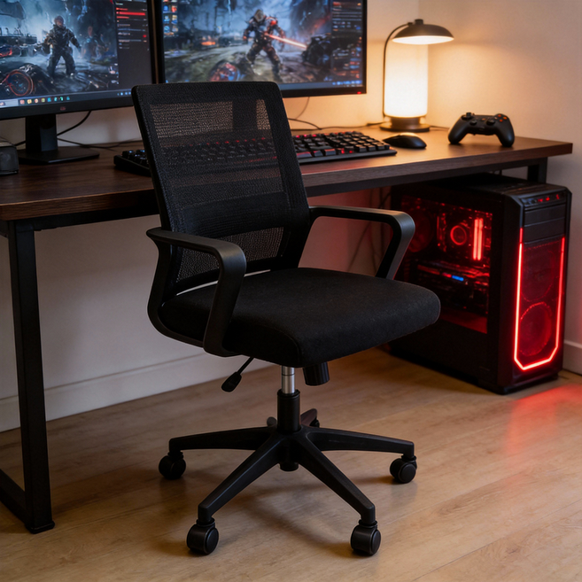 메쉬 게이밍 컴퓨터 의자 1인용, 블랙