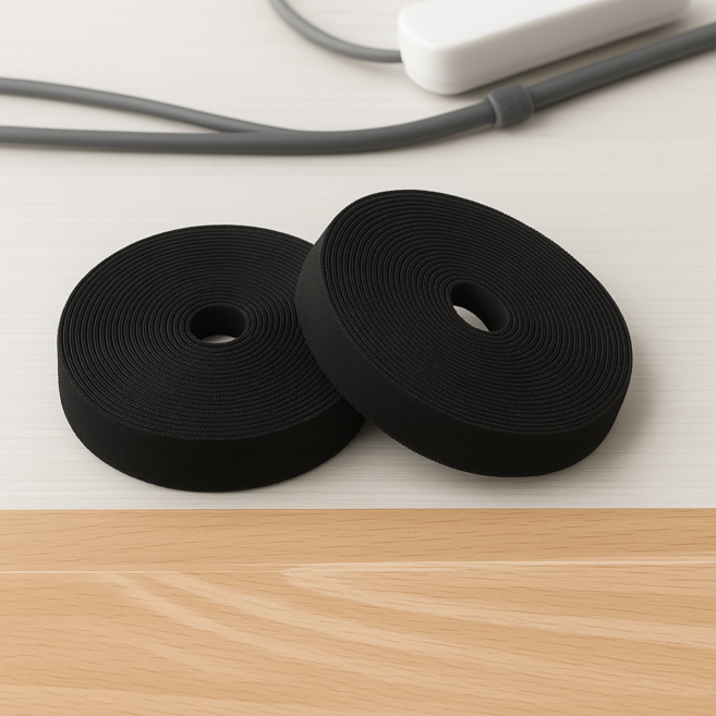 유니팡 잘라쓰는 케이블 정리 벨크로 원예 식물 선정리 타이, 블랙, 2개