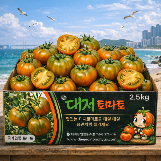 [한정특가] 농협인증 고당도 짭짤이 대저토마토, 1박스, 2.5kg (L)