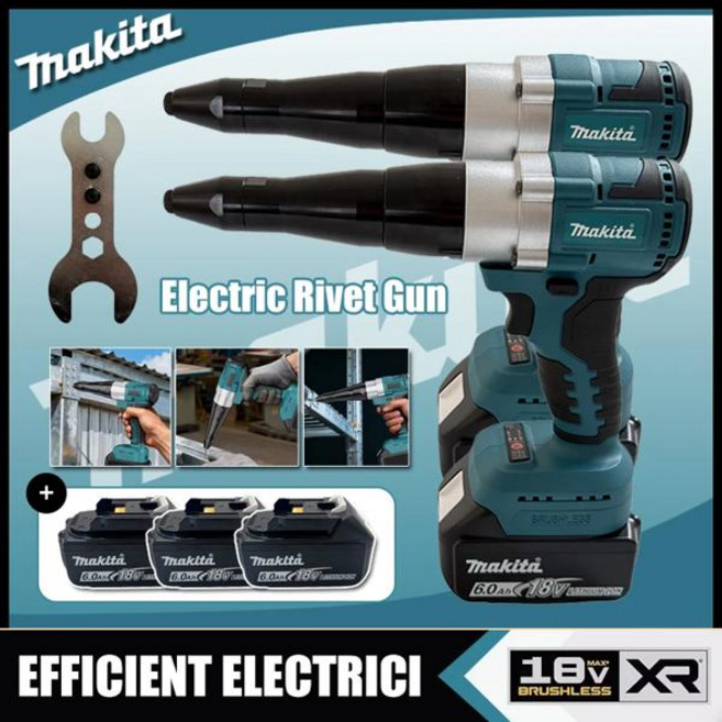 Makita 25000N 브러시리스 전기 리벳 건 무선 3.2-4.8mm 너트 드릴 인서트 마키타 18V 배터리용 자동 전동 공구, [01] 옵션1