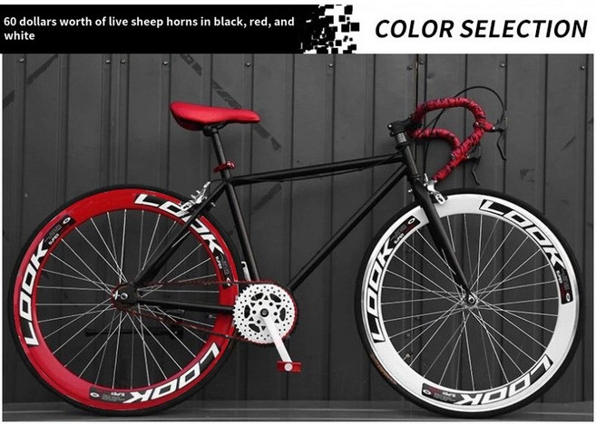 초경량 싱글기어 자전거 픽시 입문용 브레이크 포함 등하교 출퇴근, 레드화이트, 1개, 165cm