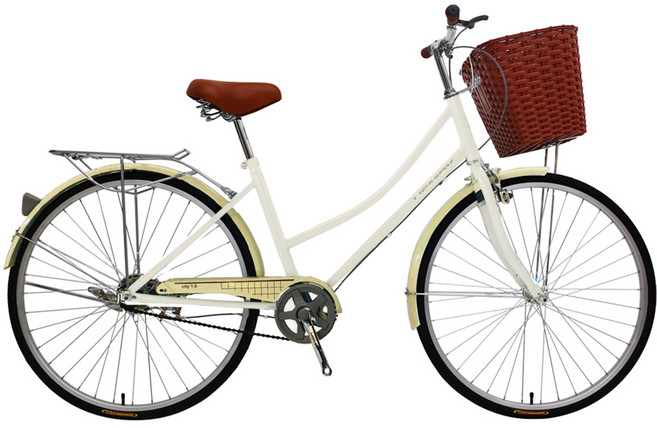 SPORTONE U19 26吋單速文藝小清新菜籃款淑女車, 白色, 1個