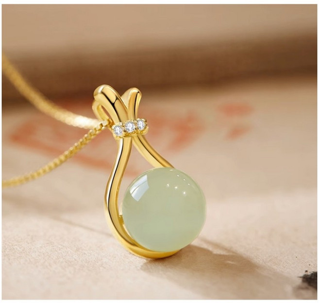 쌍천 스틸 복주머니 목걸이 무채색 트랜스퍼 목걸이 여성 앤티크 목걸이