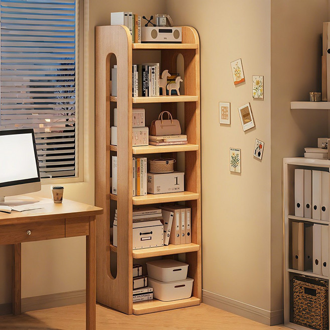 서재 거실용 책장 4단/5단/6단 심플한 원목 책꽂이, 6단, 옐로우