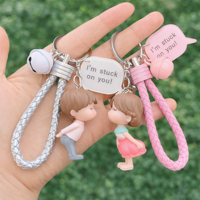 커플키링 기념일선물 커플 키홀더 2종세트 남녀 열쇠고리, 02. 뽀뽀타입, 1세트