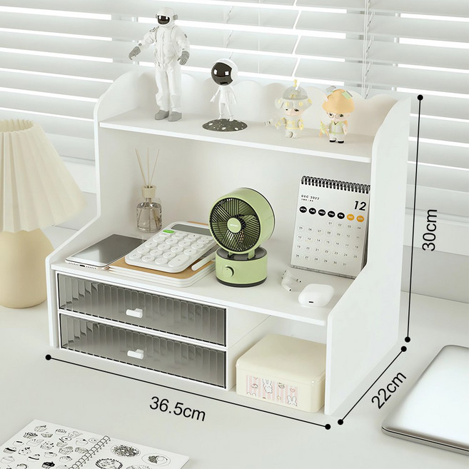 Zaxnouvi 데스크 오거나이저 다용도 수납 선반 책상 사무용품 소품 정리함 (미니 서랍장 2개 포함 ), 화이트, 1세트