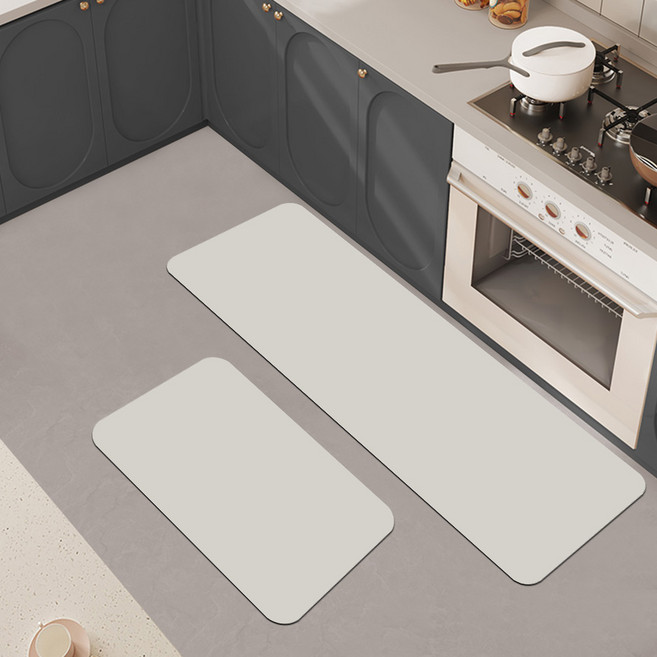 폴라도레 2종세트 빨아쓰는 소프트 규조토 발매트 인테리어 주방 화장실 매트, 2.라이트그레이