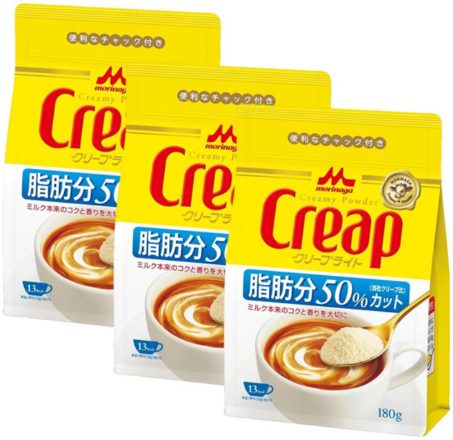 모리나가유업 크립 라이트 저지방 커피 밀크 우유 프림 180g x 3봉, 모리나가유업 크립 라이트 저지방 커피 우유 프림 180