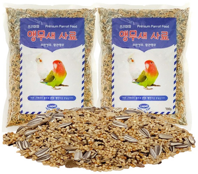 리프패럿 프리미엄 앵무새 사료, 700g, 2개