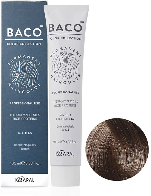 카랄 바코염색약 컬러 컬렉션 암모니아 냄새 없는 순한염색약 저자극 새치염색약, 8.00 진한 약간 밝은 황갈색), 1개