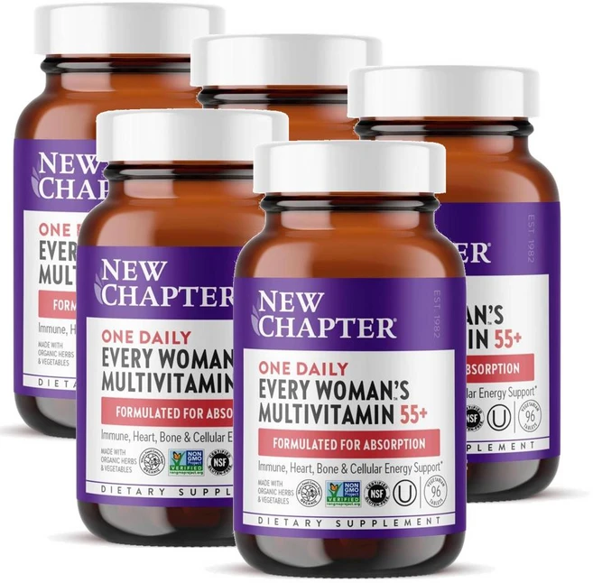뉴챕터 55세이상 여성 원데일리 멀티비타민 New Chapter Women's Multivitamin 55 plus, 5개, 96정 - 쿠팡