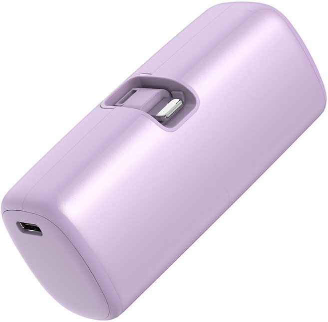 일체형 미니 8핀 단자 접이식 도킹형 보조배터리 5000mAh, 퍼플