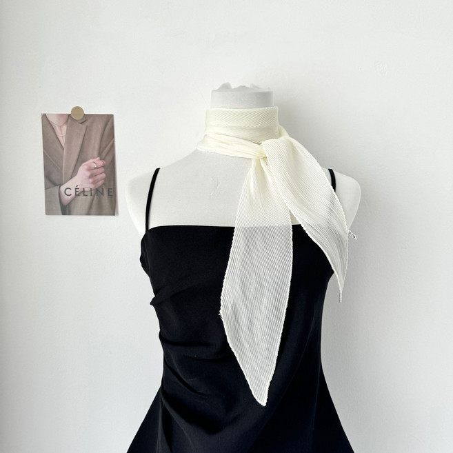 젬버트 여성 여리핏 주름 쉬폰 플리츠 링클 시스루 롱 스카프 여름 목도리