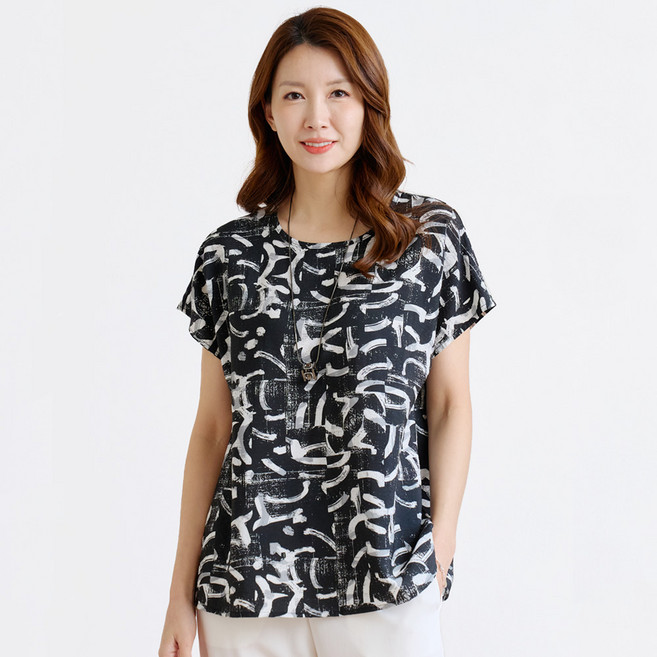 여성용 인견 가오리 블라우스 여름 시원한 반팔 티셔츠 엄마옷