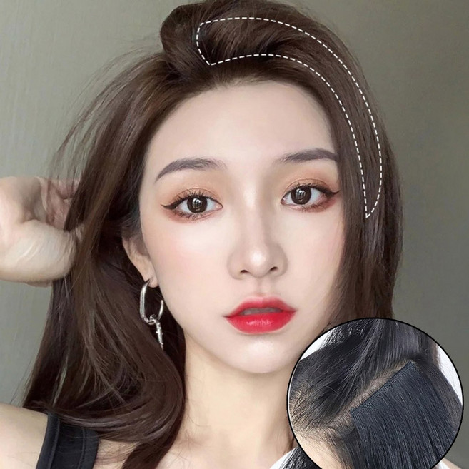 미즈코스 옆머리 볼륨 헤어 가발 부분 똑딱이 피스 볼륨 피스, 밝은갈색20cm, 1개