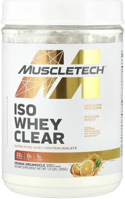 몸관리하세요 겨울입니다 MuscleTech ISO 유청 클리어 초고순도 분리 단백질 오렌지 드림시클 505g(1.11lb) 특별관리진행, MuscleTechISO유청클리어초고순도분리단백질오렌지, 505g, 1개 - 쿠팡