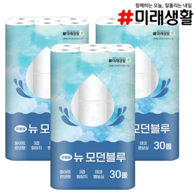 미래생활 뉴 모던블루 두루마리휴지, 30개입, 3개