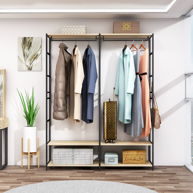 도노스틸 올리카 C5 철제드레스룸 시스템행거 연결옷장 깊이 40cm, 블랙