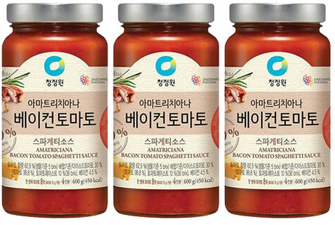 청정원 베이컨토마토 파스타소스 600g 3개